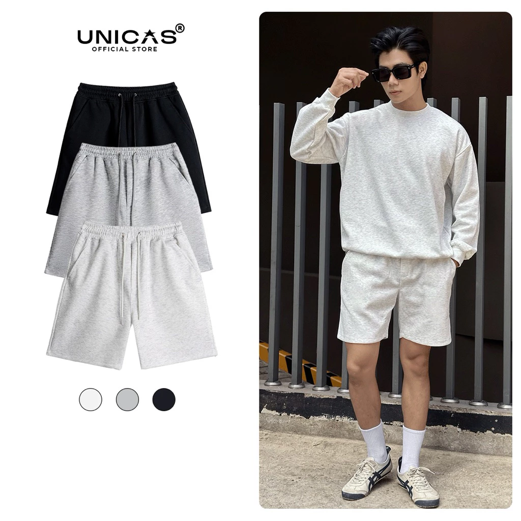 Quần Shorts Nỉ Trơn UNICAS Chất Vải Nỉ Không Xù Phù Hợp Cho Nam và Nữ Form Thể Thao Năng Động