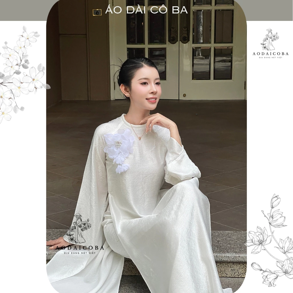 QUẦN TiTan (không có áo) mặc áo dài may sẵn lụa Titan cao cấp bo chun sau lưng, kéo khóa trước- Áo dài cô ba