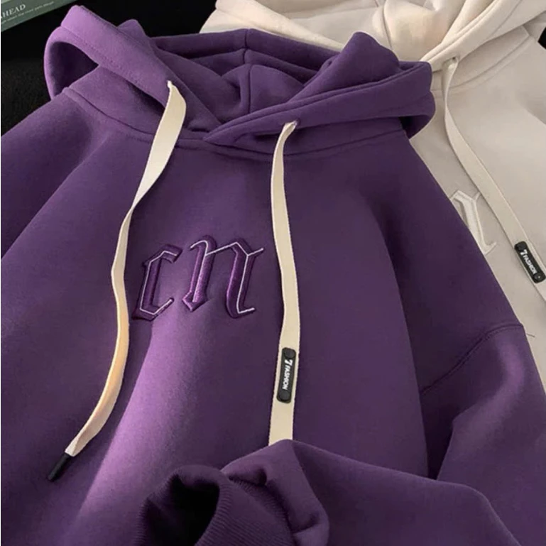 Áo Hoodie From Rộng Thêu Chữ CN APT Unisex Kiểu Dáng Unisex Mũ To 2 Lớp Chất Vải Nỉ  2 Da