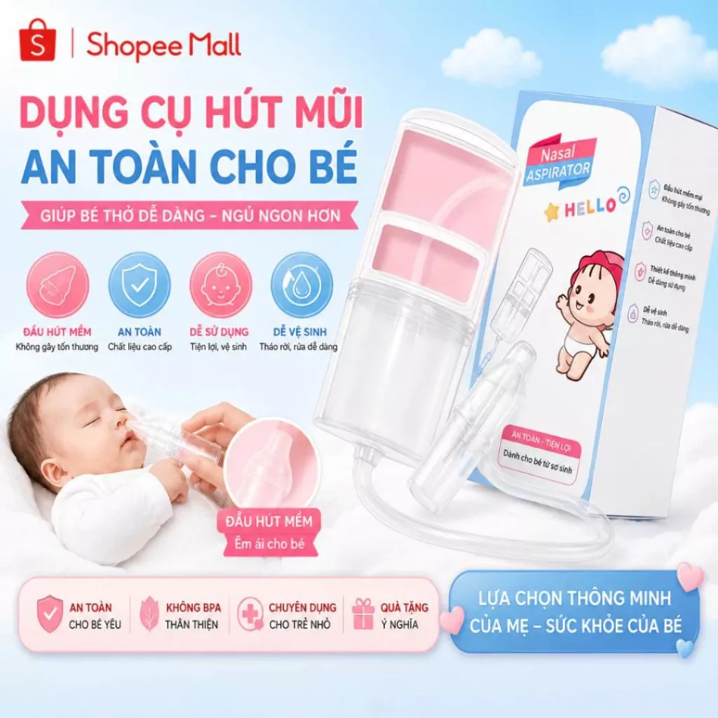 Dụng Cụ Hút Mũi Cho Bé VINALUXURY - Ống Hút Mũi Dây Silicone Siêu Mềm An Toàn Chống Trào Ngược Cho Bé