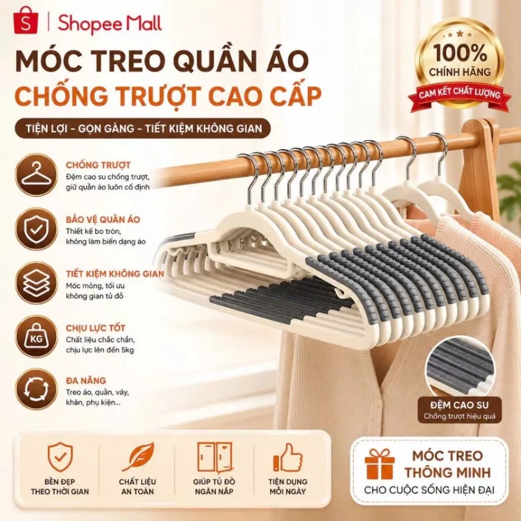 [ ComBo 30 ] Móc treo quần áo VINALUXURY - Móc Phơi Quần Áo , chất liệu nhựa cao cấp , Thép Chống Gỉ