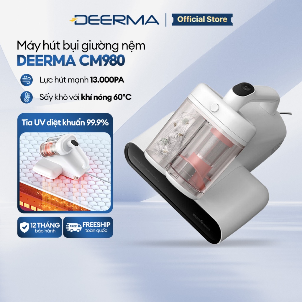 Máy hút bụi giường nệm Deerma CM980 lực hút 13000Pa sấy khô bằng khí nóng, kèm…