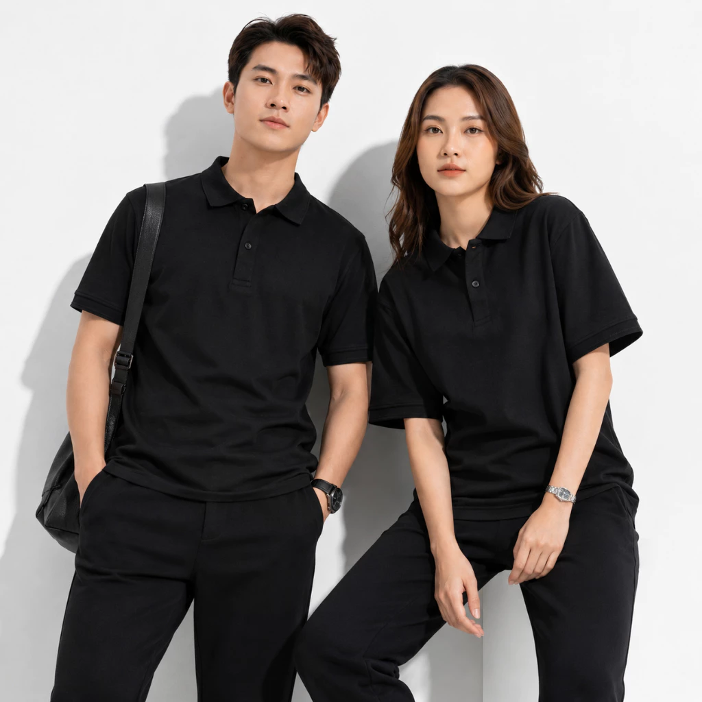 Áo Thun Polo Nam Nữ FAGU Phối Sườn Cổ Bẻ Tay Ngắn Vải Cá Sấu CVC Cotton Co Giãn 4 Chiều Form Regular