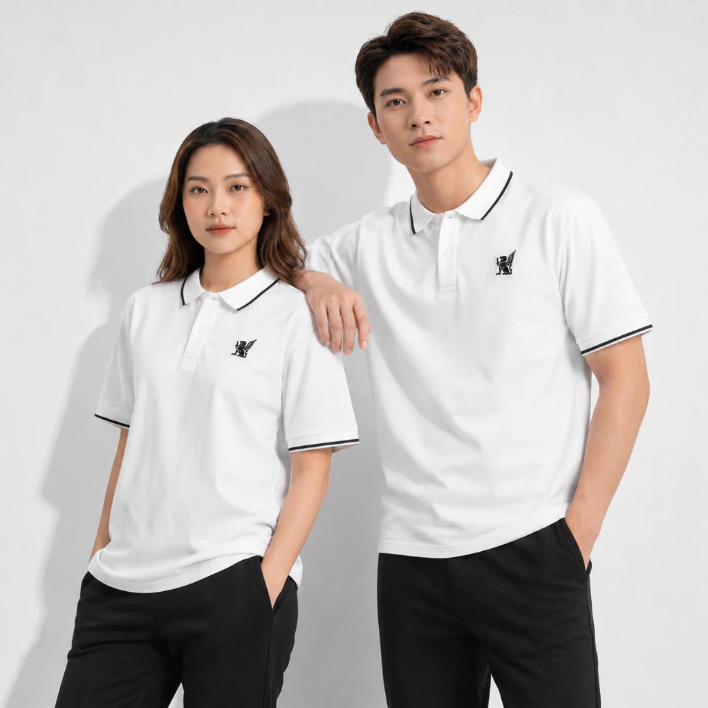 Áo Thun Polo Nam Nữ FAGU Phối Sườn Cổ Bẻ Tay Ngắn Vải Cá Sấu Cotton Co Giãn 4 Chiều Form Regular