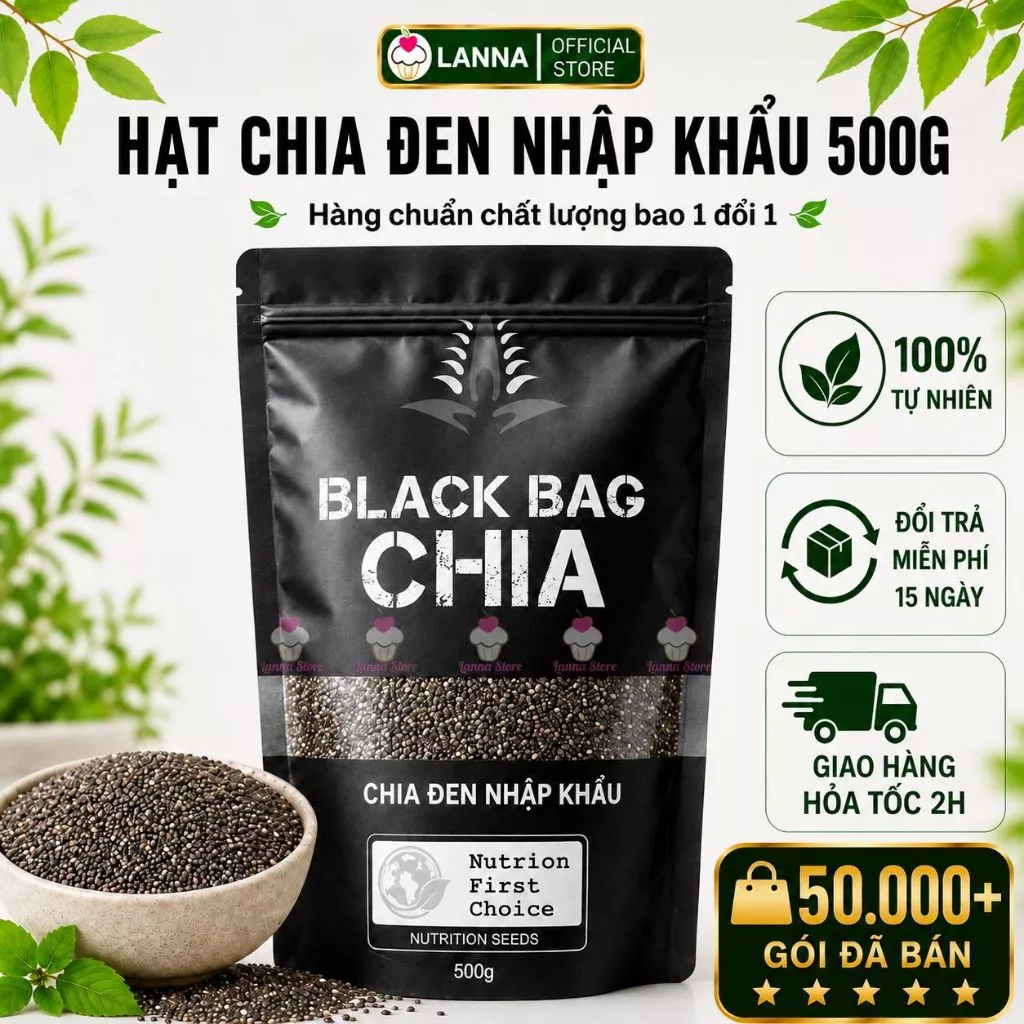 【LOẠI 1】Hạt Chia Túi Đen Black Bag Chuẩn Organic Chất Lượng Sạch Đều Đẹp Ăn Kiêng Eatclean - 500G