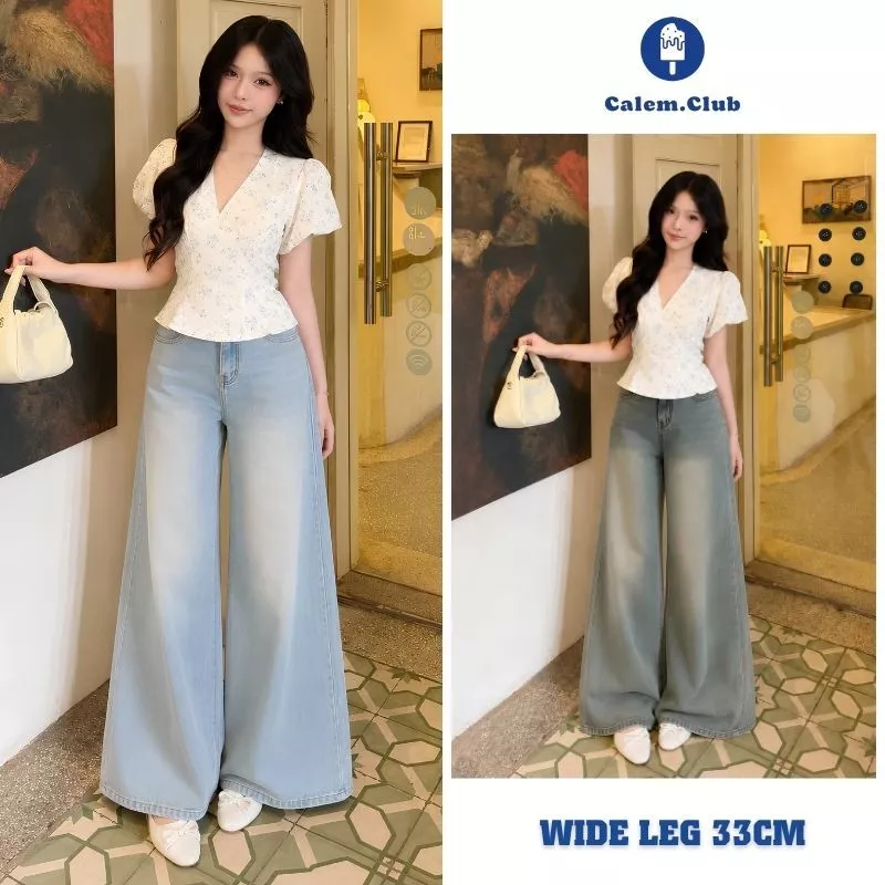 Quần Jean Ống Rộng 37cm Calem.Club Màu Retro Cạp Cao Siêu Tôn Dáng, Quần Bò Ống LOE RỘNG Đủ Size Nhiều Màu