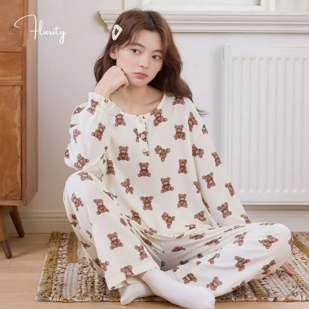 Set Bộ Đồ Pijamas Nữ Jena Pyjamas Thiết Kế Cao Cấp Mặc Tại Nhà Ngủ Dài Dễ Thương Mềm Gợi Cảm Xinh Xắn Flurity BDTDCS159