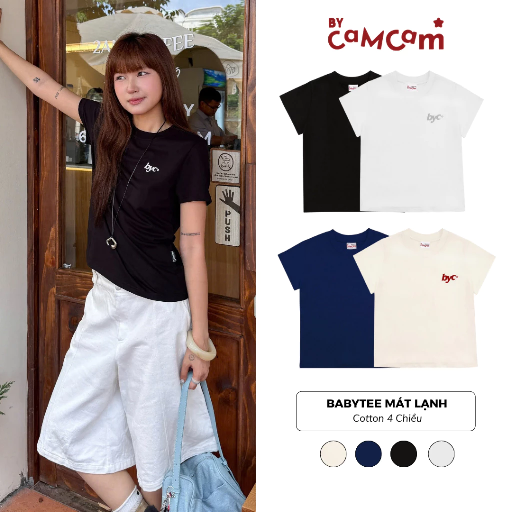 Áo Babytee Mát Lạnh 4 Chiều Mis Tee 𝑩𝒚𝒄𝒂𝒎𝒄𝒂𝒎 Mềm Mịn Thoáng Mát Co Dãn Tôn Dáng Cho Nữ ABN021