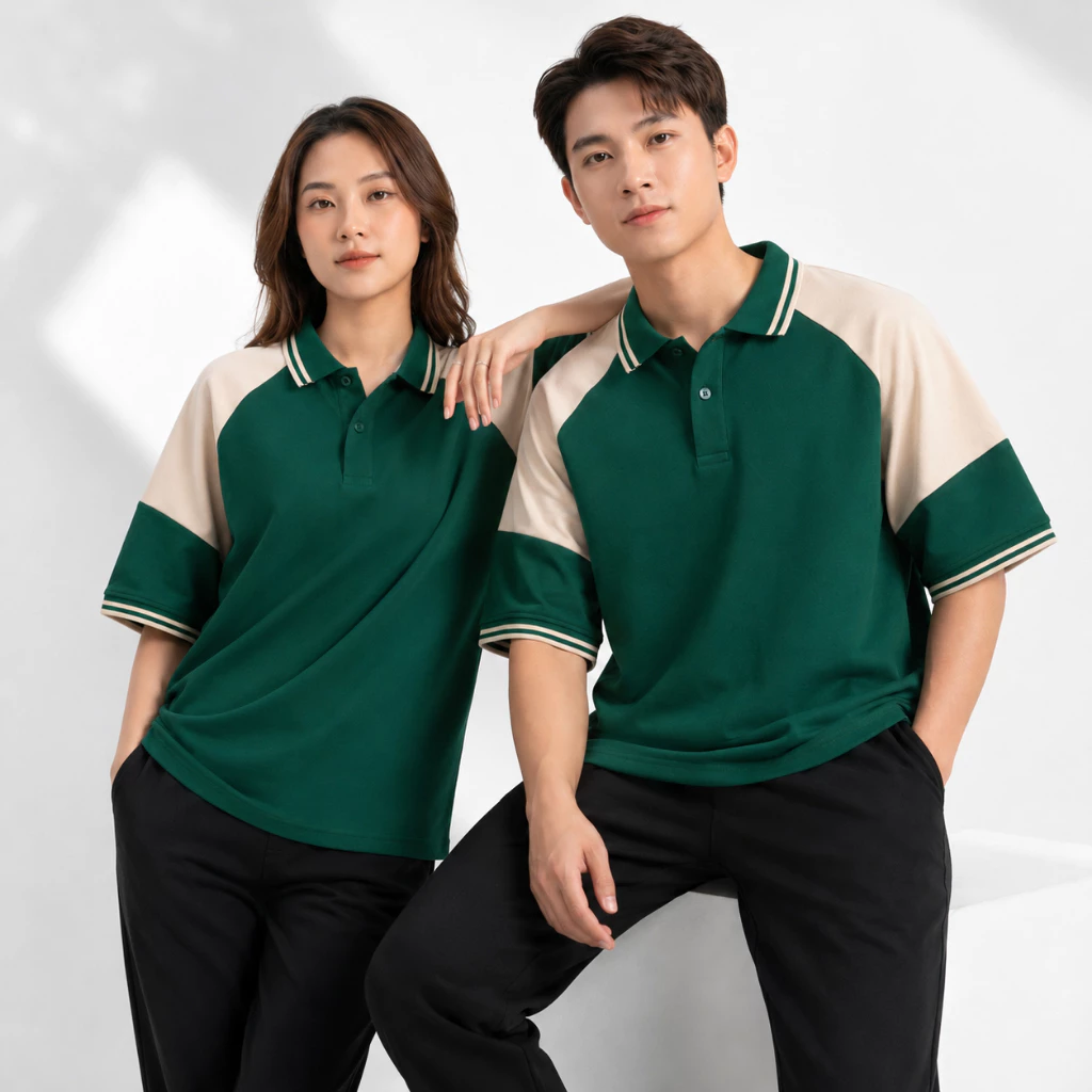 Áo Thun Polo Nam Nữ FAGU Phối Màu Cổ Bẻ Tay Ngắn Vải Cá Sấu Cotton Co Giãn 4 Chiều Form Regular