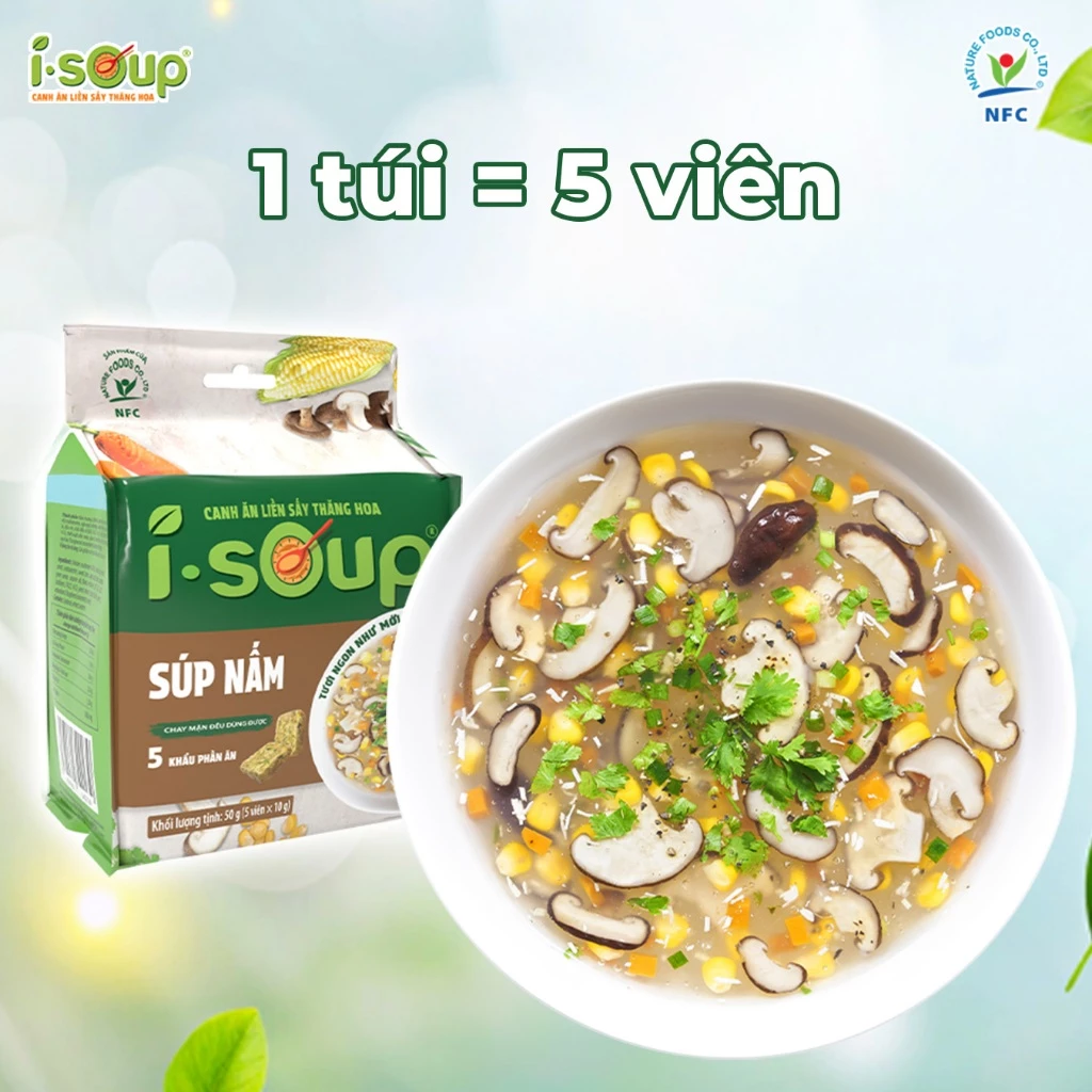 [QUÀ TẶNG KHÔNG BÁN] SÚP NẤM CHAY ĂN LIỀN SÁY THĂNG HOA - 5 VIÊN/TÚI