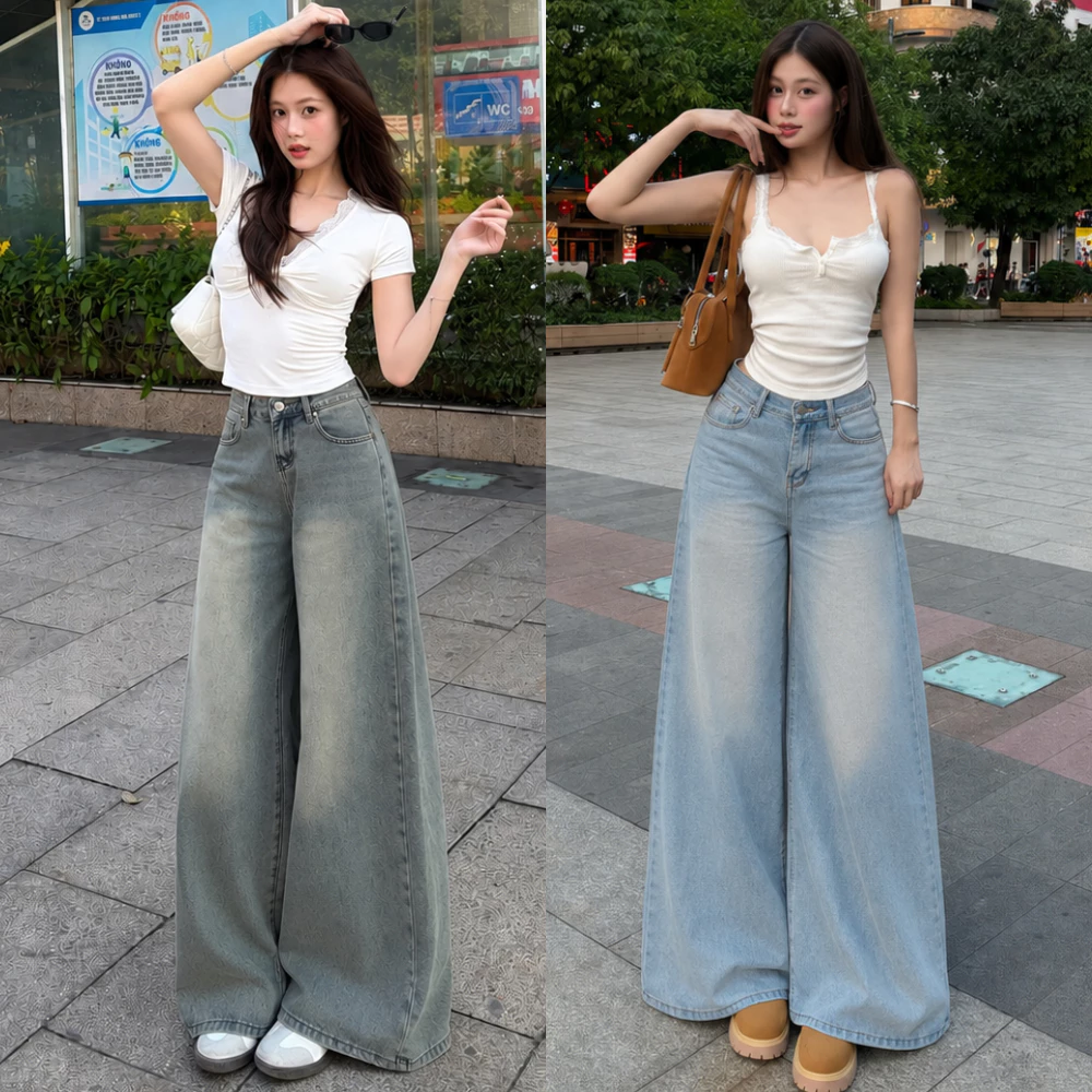 Quần Jean Ver 2  Dài Fold Series chất liệu Denim form nam nữ phong cách trẻ trung năng động ống 37cm
