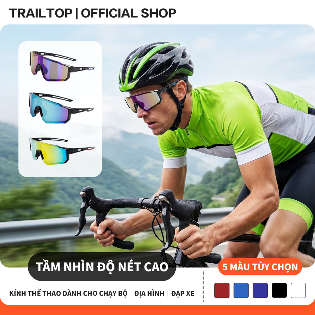 【COD】Trailtop Kính râm đổi Kính đi xe đạp UV400 màu kính chống bụi đi đường bảo vệ mắt chống tia kính cận chơi thể thao