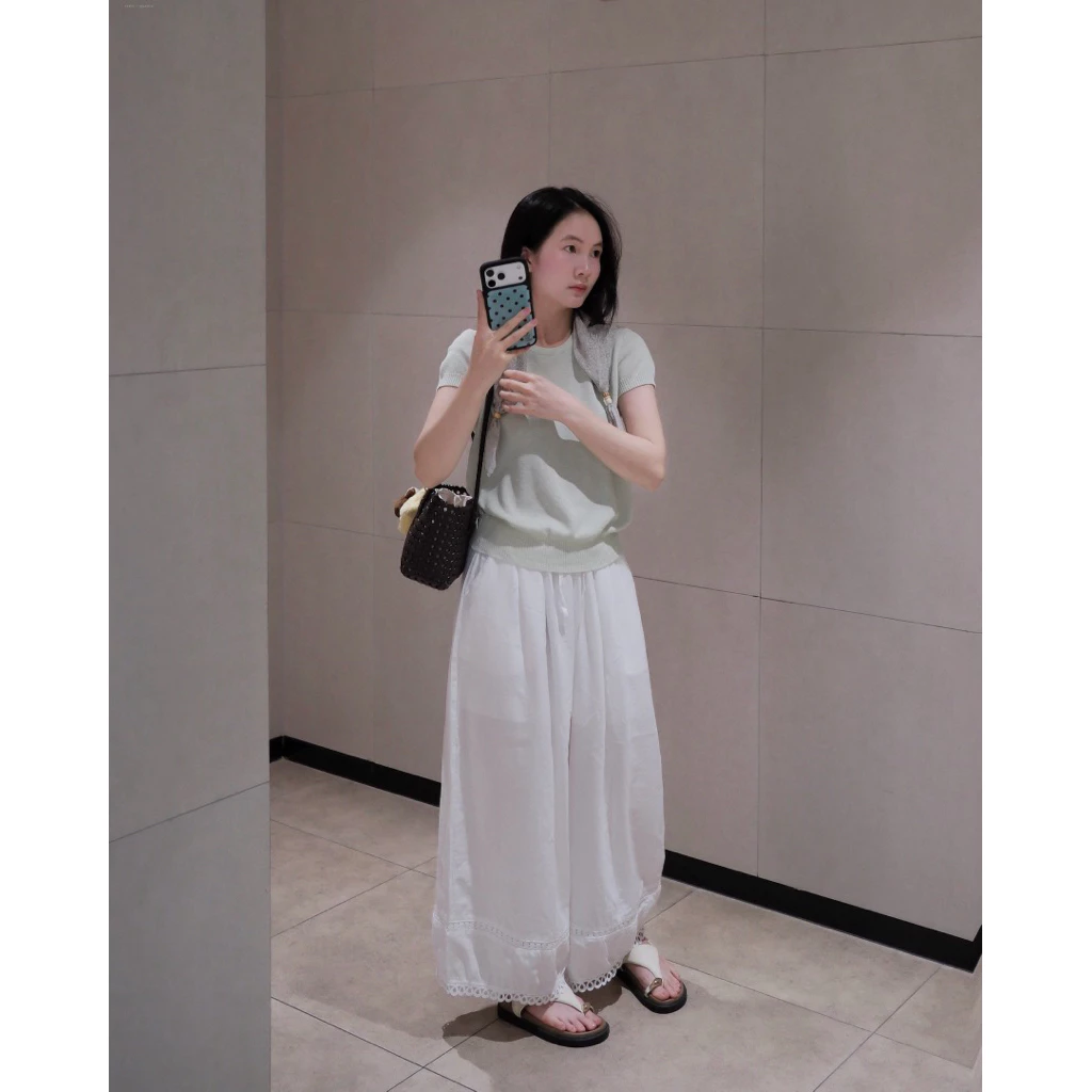 [Steezy] Áo len mongtoghi mỏng kèm khăn họa tiết charm gỗ form rộng, áo len cộc tay thu đông cho nữ L3871