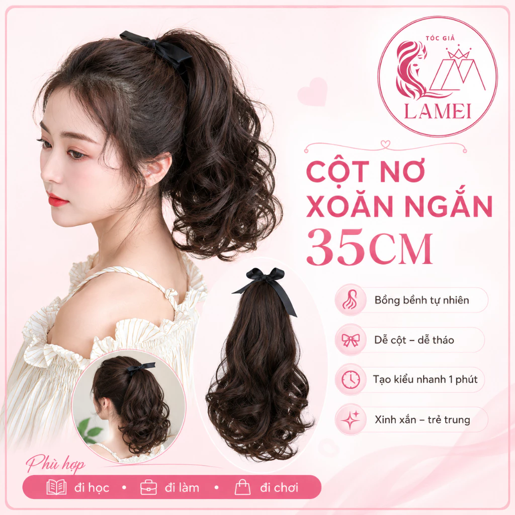 Tóc Giả Nữ Cột Xoăn Đuôi Chất Liệu Cao Cấp Dáng Ngắn 35cm trẻ trung năng động Lamei