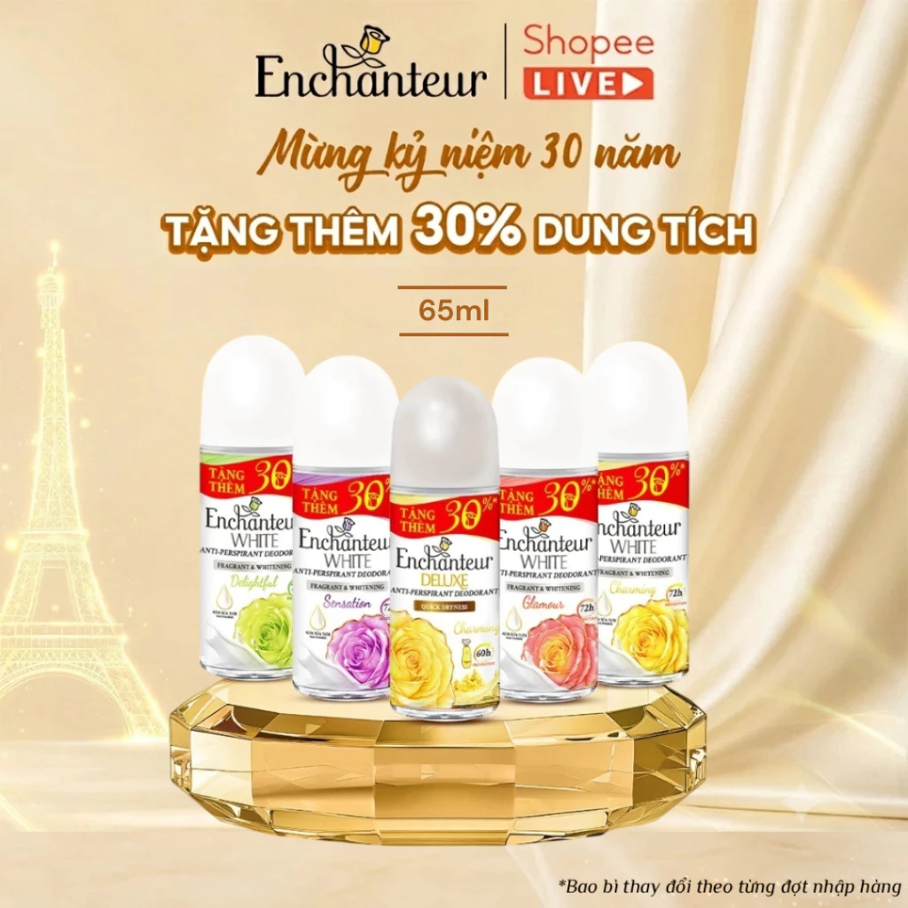 [LIVE] [KỶ NIỆM 30 NĂM] Lăn Khử Mùi Nữ Enchanteur Delightful/Glamour/Sensation/Charming 65ml