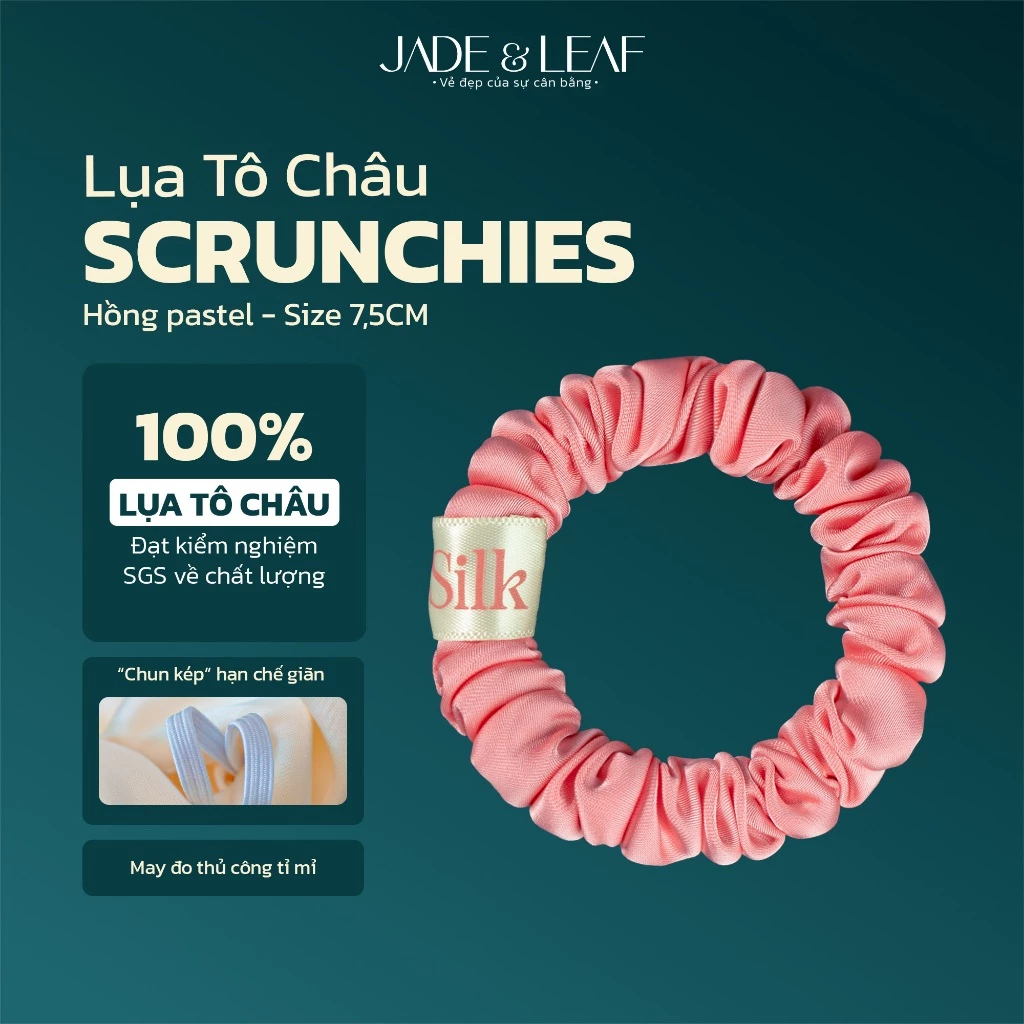 Scrunchies Buộc Tóc Nữ Lụa Thật To Phồng Jade&Leaf Buộc Tóc Phồng Thời Trang Phụ Kiện Tóc Nữ Cao Cấp