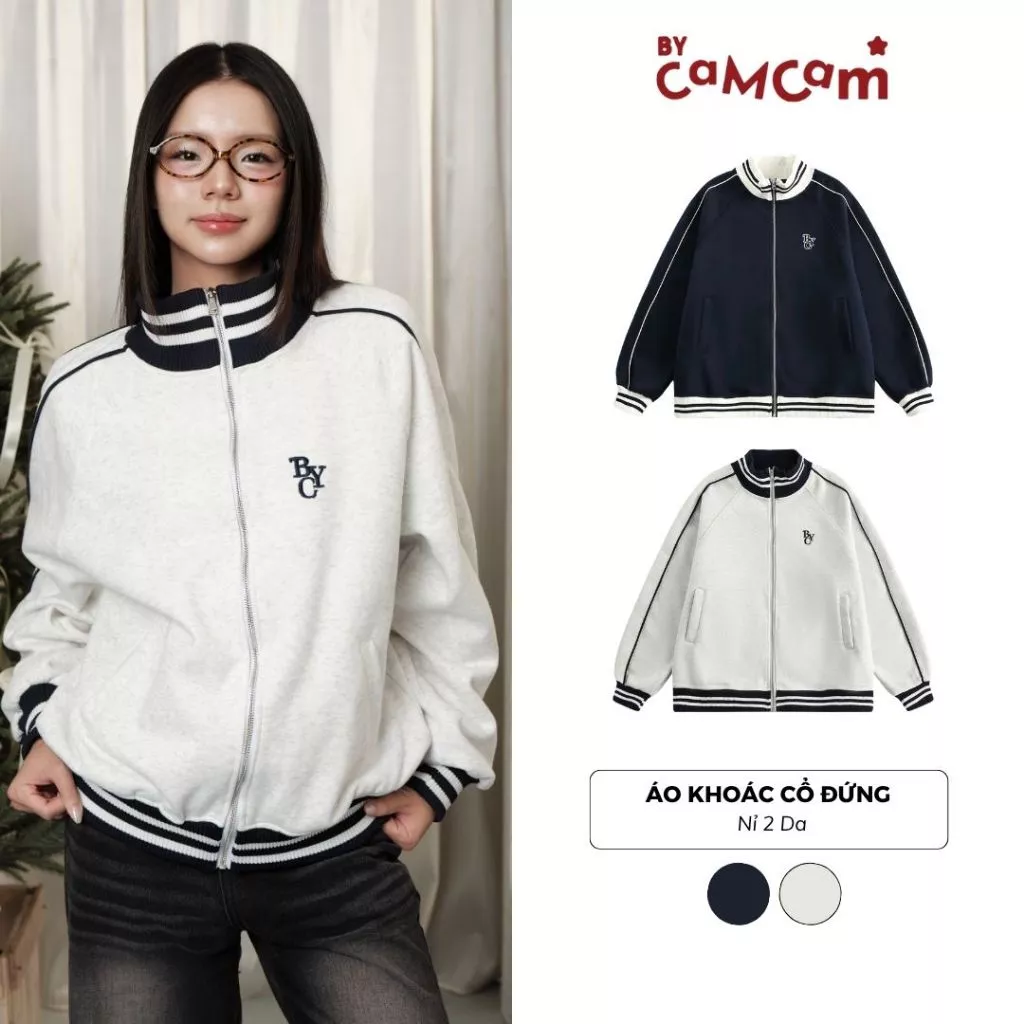 Áo Khoác Cổ Đứng 𝑩𝒚𝒄𝒂𝒎𝒄𝒂𝒎 Phong Cách Streetwear Unisex Nam Nữ AKHD075