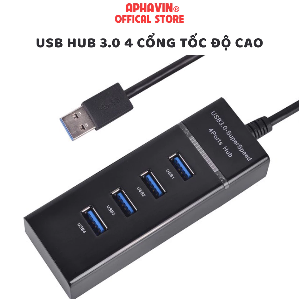 Bộ Chia USB 3.0 4 Port SuperSpeed - Hub USB Mở Rộng Cổng Cho Laptop, PC, Truyền Dữ Liệu 5Gbps, Plug & Play
