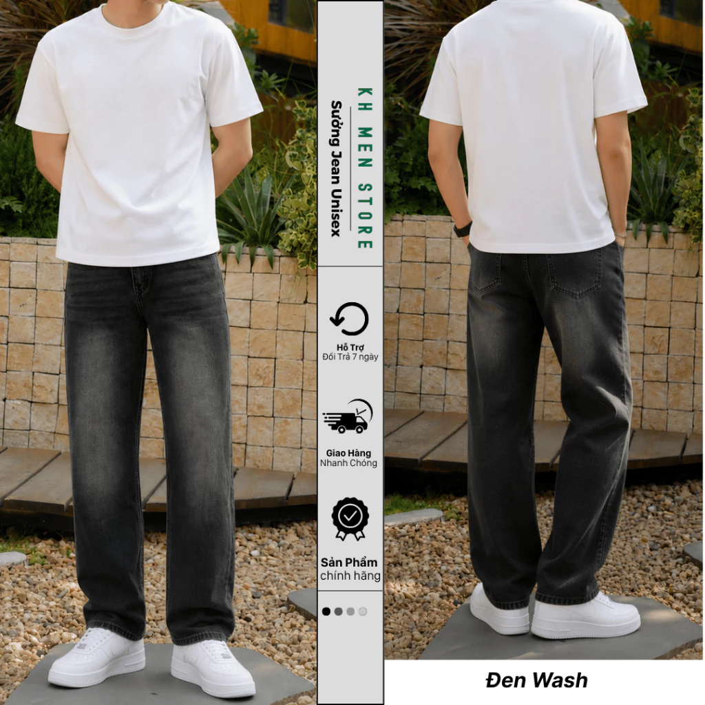 Quần Jean Nam Dáng Baggy Ống Suông KH.Men Wash Smoke 2 Màu Chất Vải Dày Dặn The Jeans