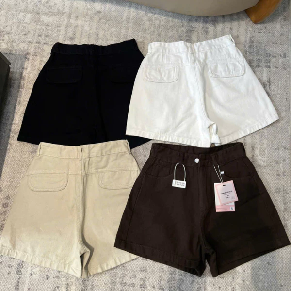 Quần Short Jean Nữ nắp Túi Sau Lưng Cao Form Basic Mặc Thoải Mái SJ028