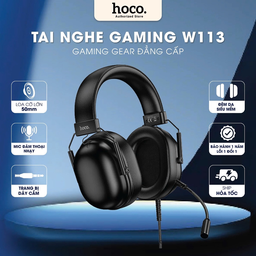 Tai nghe chụp tai Gaming Hoco W113, tai nghe gaming chuyên nghiệp có mic đàm…