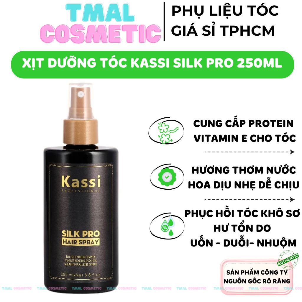 Xịt dưỡng tóc khô xơ, hư tổn kassi Silk Pro Hair Spray 250ml