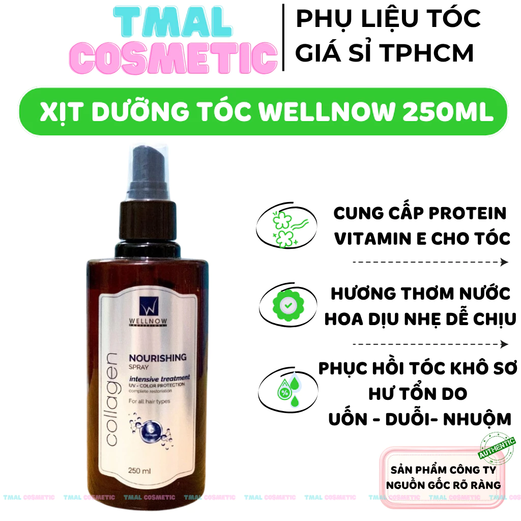 Sữa xịt dưỡng tóc Wellnow Collagen 250ml phục hồi tóc hư tổn siêu mềm mượt hương nước hoa