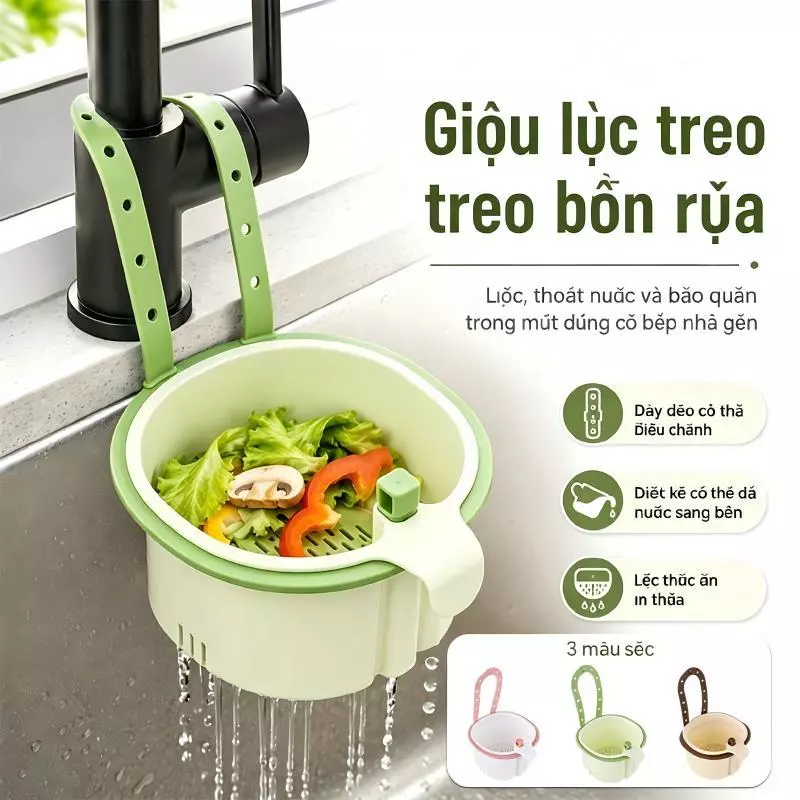 Oddment Rổ Treo BồN RửA đA NăNg LọC RáC ThứC ăN, Giỏ ThoáT NướC Nhanh Có NúT NhấN,Giữ BếP LuôN SạCh