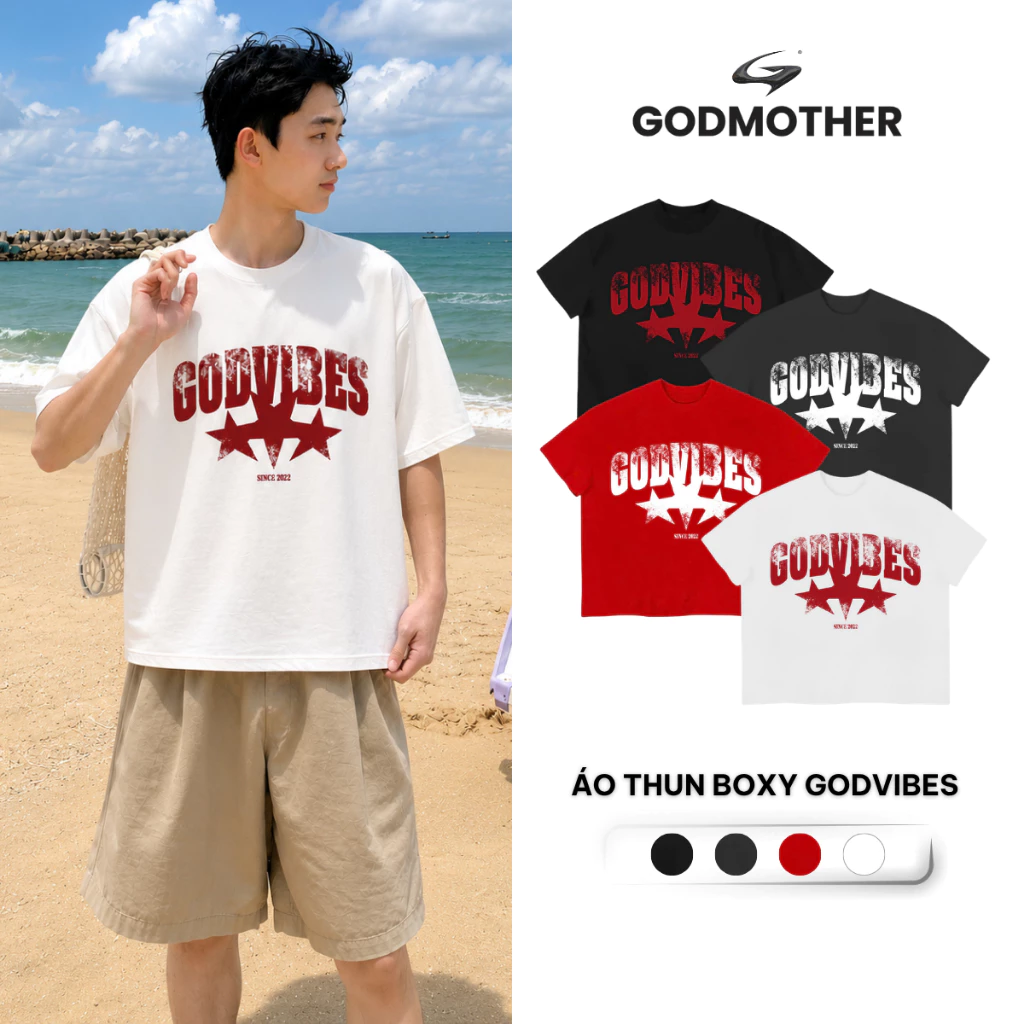 Áo Thun Godvibes GODMOTHER Áo Thun Cotton Form Boxy In Nhiệt Chữ Wash Chất Cotton Mát Mẻ Thoáng Khí