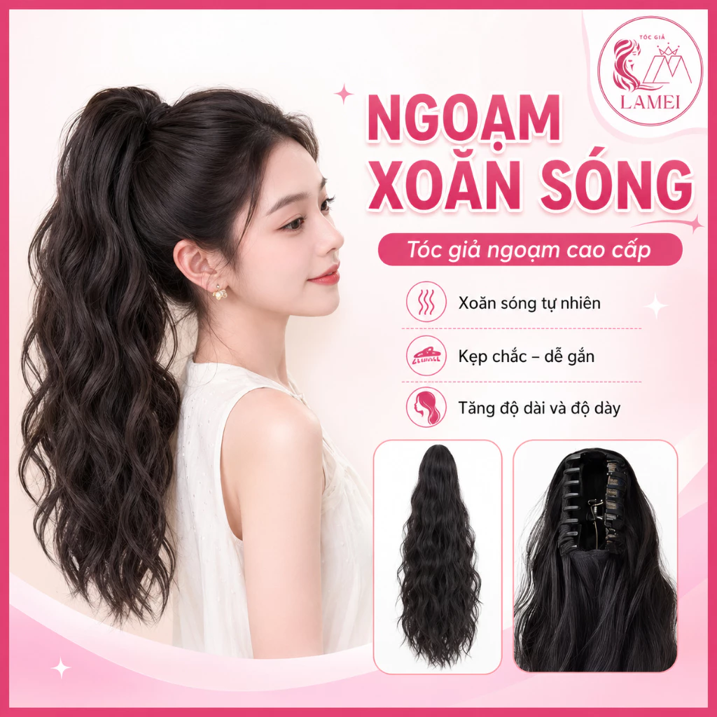 Tóc Giả Nữ Ngoặm Ngoạm Xù 50cm Kèm Ảnh Thật 518