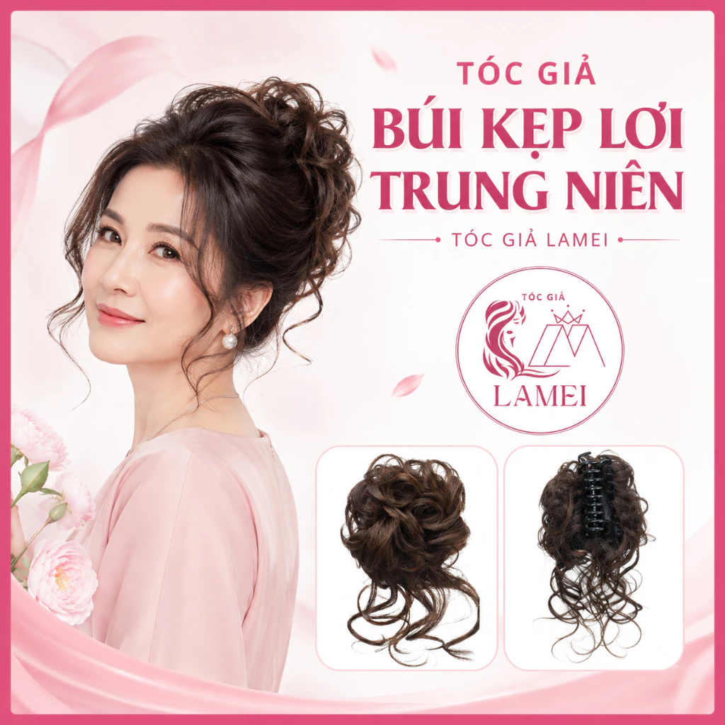 Tóc Giả Búi Kẹp Lơi Trung Niên Hàng Cao Cấp Loại Đẹp