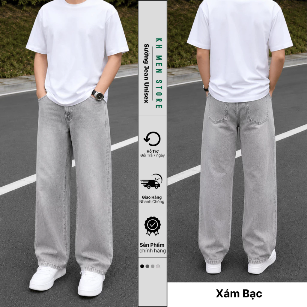 Quần Jean Nam Ống Rộng Form Suông Denim Mềm Mại, Basic Chuẩn Phong Cách Hàn Quốc - Whose.Studio