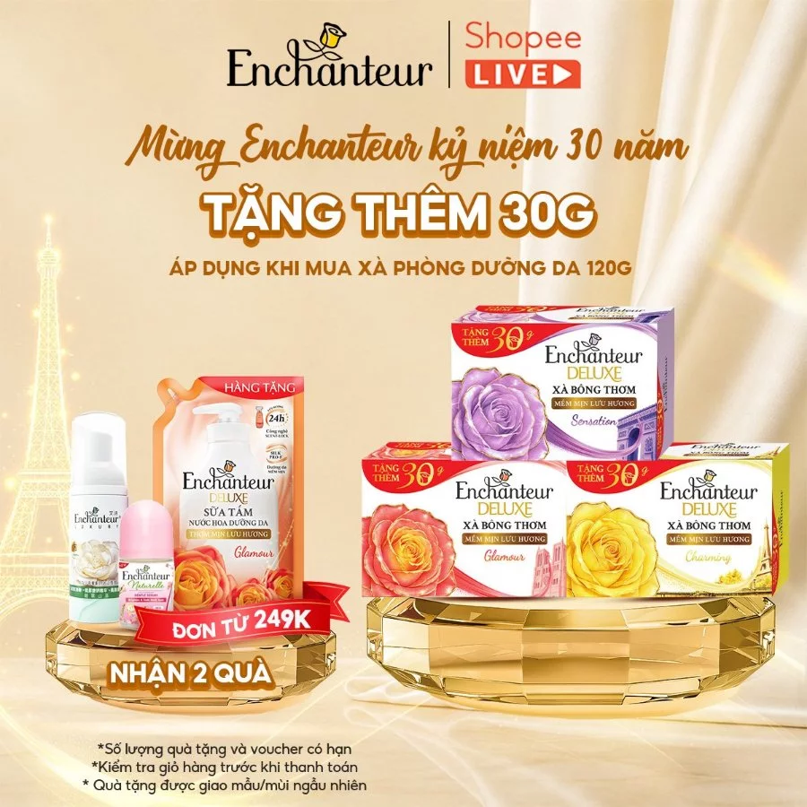 [LIVE] [KỶ NIỆM 30 NĂM] Xà Phòng Dưỡng Da Hương Nước Hoa Enchanteur Glamour/Sensation/Charming 120g