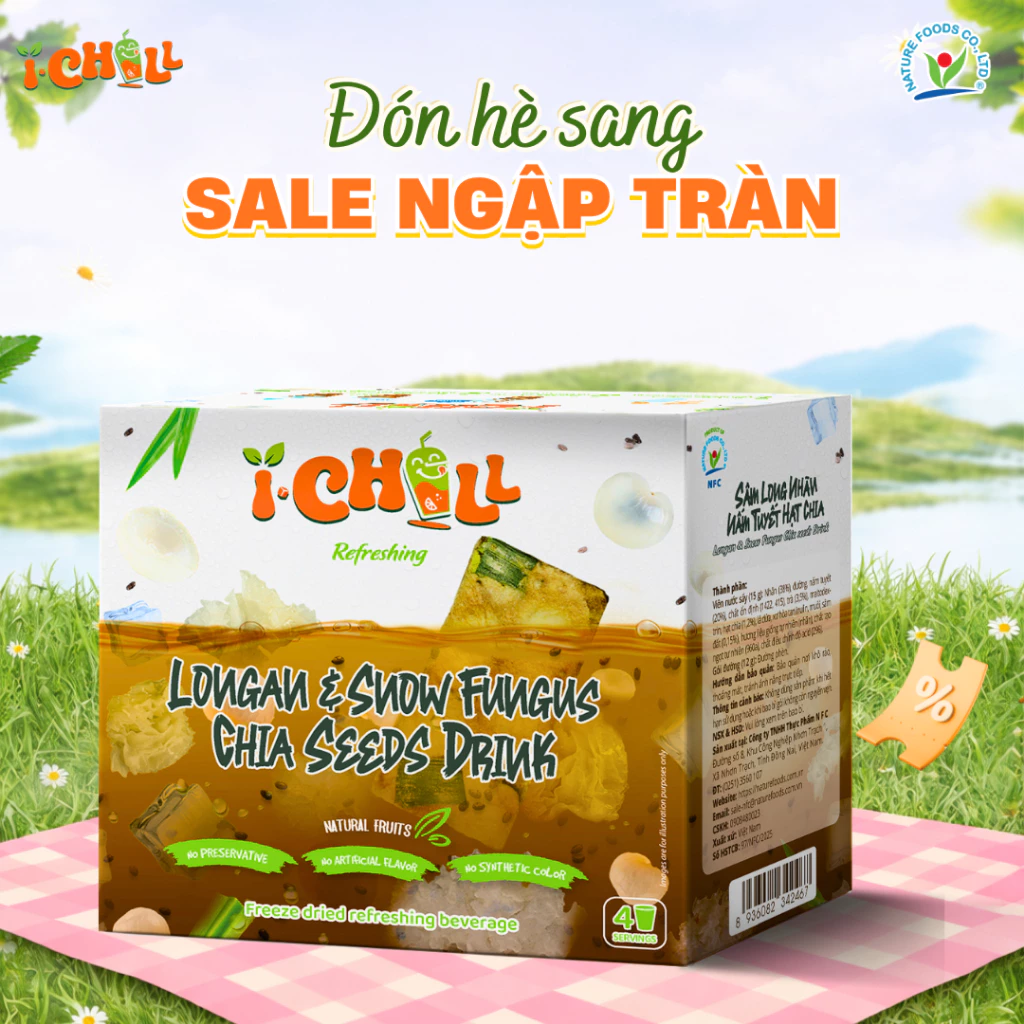 QUÀ TẶNG KHÔNG BÁN -  iChill Sâm Long Nhãn Nấm Tuyết Hạt Chia Thanh Nhiệt Sấy Thăng Hoa_ 108g