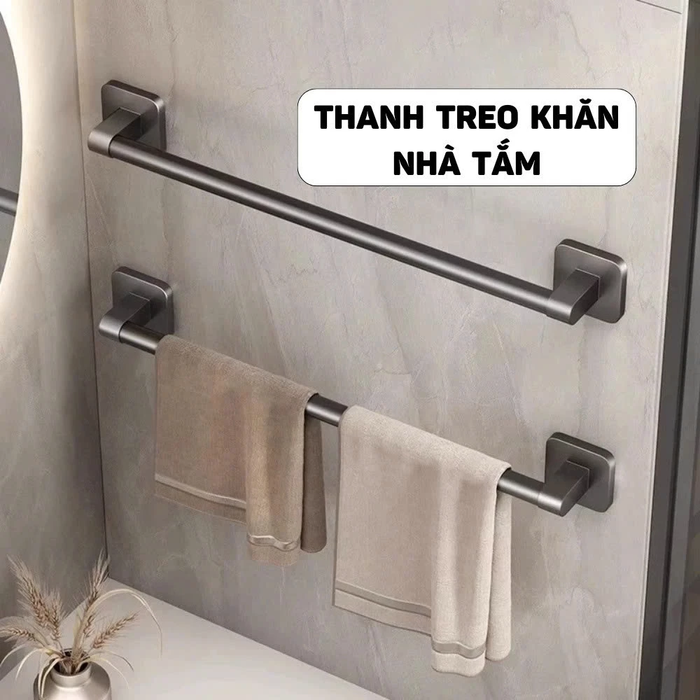 Thanh Treo Khăn Nhà Tắm Song Anh Tặng Miếng Dán Tường, Giá Treo Khăn Hợp Không Cần Khoan Đục Cố Định Chắc Chắn