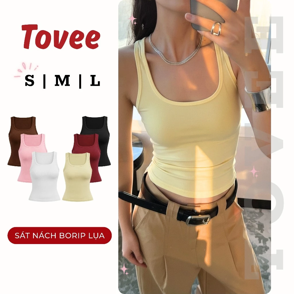 Áo Tanktop SÁT NÁCH BẢN TO Dáng Dài Chất Thun Borip Lụa DD16, Áo Thun 2 Dây Kiểu Trơn Mềm Mát TOVEE