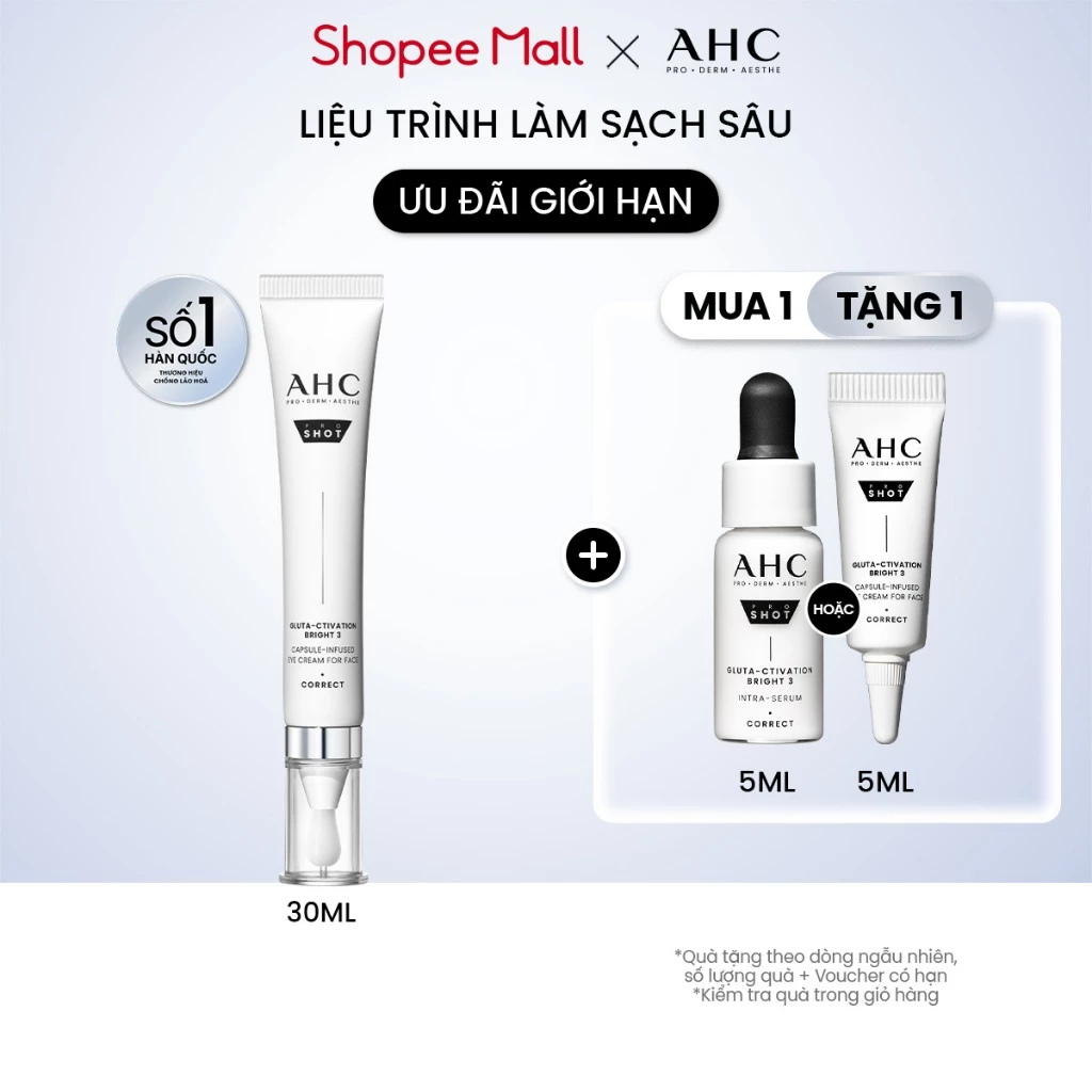 Kem mắt cho mặt mờ nám sáng da PROSHOT GLUTA-CTIVATION BRIGHT 3 AHC 30ML
