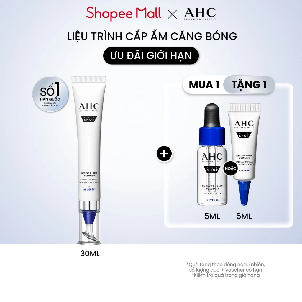Kem mắt cho mặt cấp ẩm căng bóng mờ nếp nhăn PROSHOT HYALURO-DEEP VOLUME 5 AHC 4 30ML