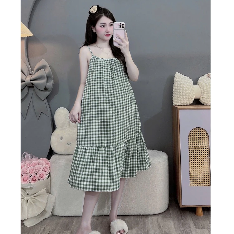 (45-100kg)Váy lanh bầu 2 dây Bigsize