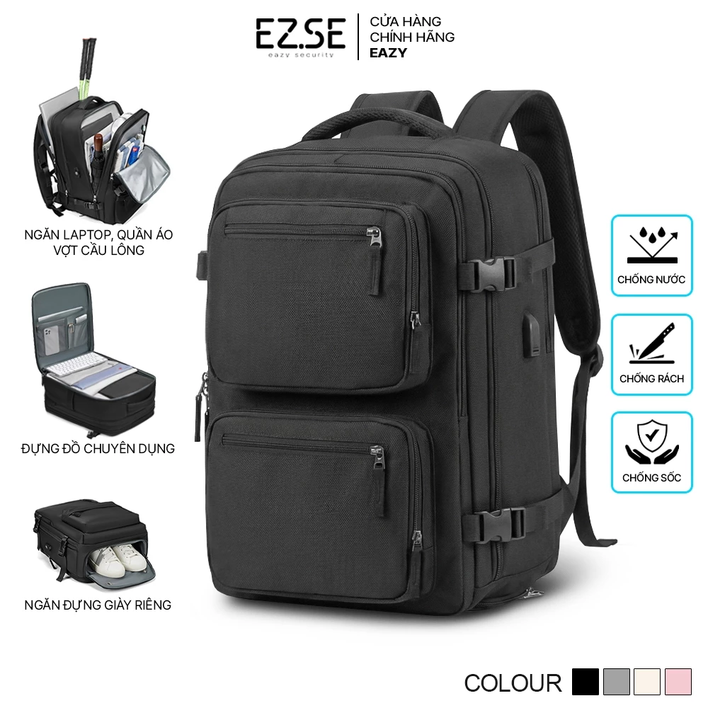 Balo du lịch cao cấp chống nước EAZY BLA10 có ngăn đựng giày , Balo đựng laptop nữ nam , Balo đựng quần áo vợt cầu lông