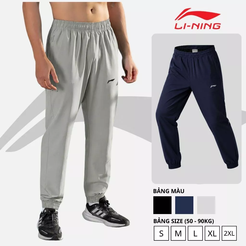 Quần Gió Nam Jogger Li-Ning Chính Hãng Vải Gió Hạt Cao Cấp Dày Dặn Và Co Giãn Thể Thao 4 mùa