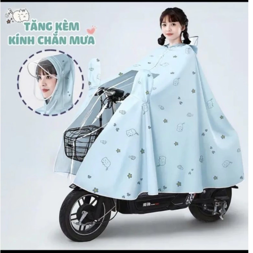Áo Mưa Trong Suốt  Họa Tiết Mèo - Áo Mưa Cánh Dơi Chất Liệu PVC Dày Dặn Cao Cấp