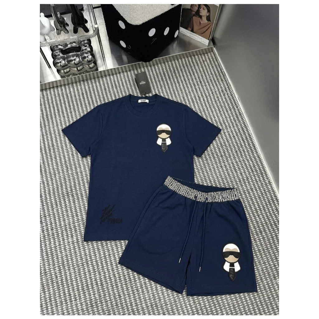 Set Áo Thun KAL+ Quần Short Nam, Chất Cotton Dày thoáng mát cực trend 2026 - Set Hiệp Sĩ Màu Xanh Navi Mới Hot