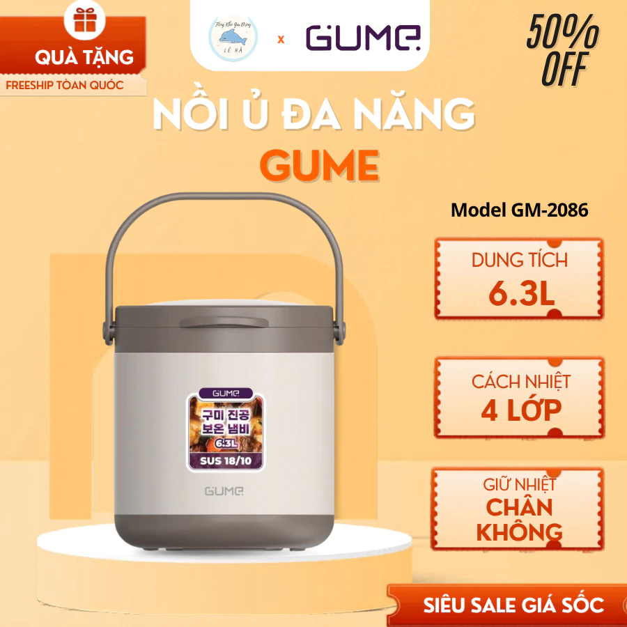 Nồi Ủ Gume GM-2086 Ninh Hầm Đa Dạng Món Ăn, Khả Năng Ủ Nóng Thức Ăn Suốt Nhiều Giờ - Tổng Kho Gia Dụng Lê Hà