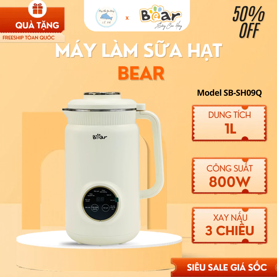 Máy Làm Sữa Hạt Bear SB-SH09Q Vận Hành Êm Ái Tiếng Ồn Thấp, Bảng Điều Khiển Cảm Ứng - Tổng Kho Gia Dụng Lê Hà