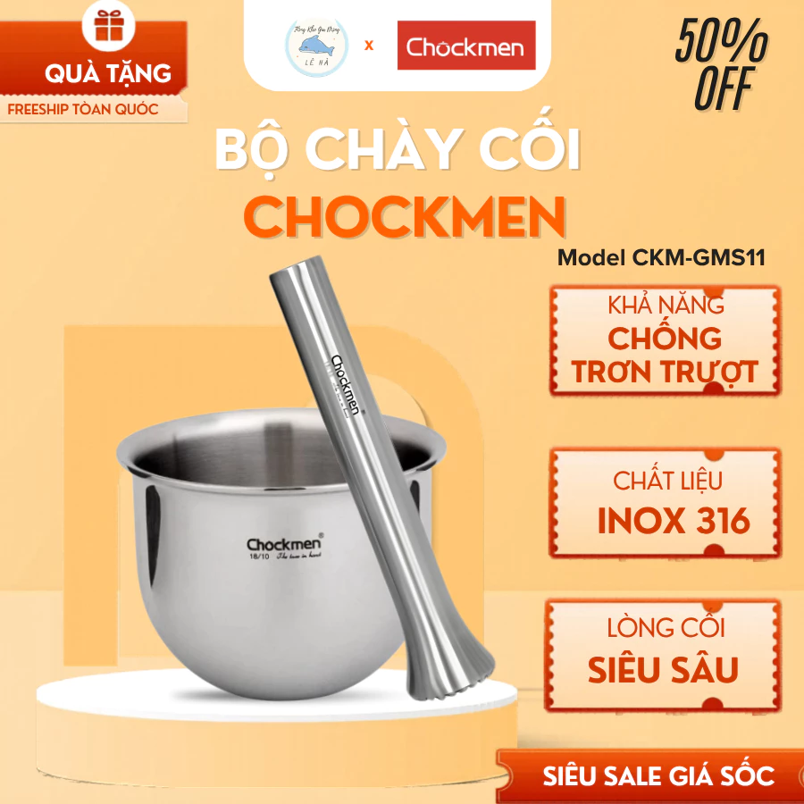 Bộ Chày Cối Mini Chockmen C202 Thiết Kế Nhỏ Gọn Tinh Tế, Hỗ Trợ Làm Đồ Ăn Dặm Cho Bé - Tổng Kho Gia Dụng Lê Hà