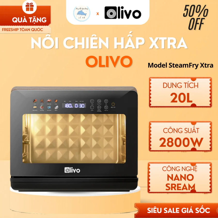 Nồi Chiên Hấp Olivo Steamfy Xtra Giữ Trọn Vẹn Dưỡng Chất, Đồ Ăn Không Bị Khô Cứng - Tổng Kho Gia Dụng Lê Hà