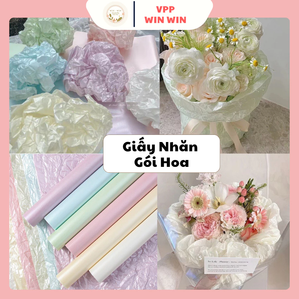[20 TỜ] Giấy nhăn gói hoa, giấy Sydney nhiều màu pastel, giấy nhăn họa tiết nhí sang trọng