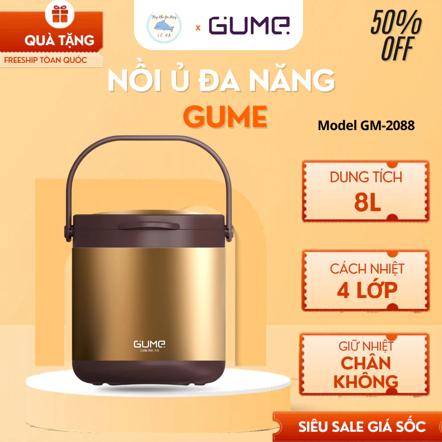 Nồi Ủ Gume GM-2088 Ủ Ấm Thực Phẩm Suốt Nhiều Giờ, Thức Ăn Luôn Thơm Ngon Nóng Hổi - Tổng Kho Gia Dụng Lê Hà