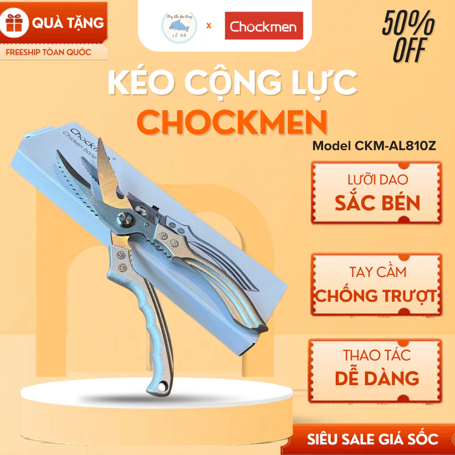 Kéo Cộng Lực Chockmen C810 Lưỡi Inox Cao Cấp Siêu Bền, Cắt Xương Gà Vịt Nhanh Chóng - Tổng Kho Gia Dụng Lê Hà